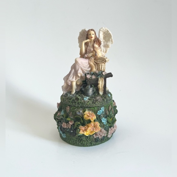 Young’s Spring Garden Angel Trinket Box Candle Holder Figurine - Picture 1 of 8